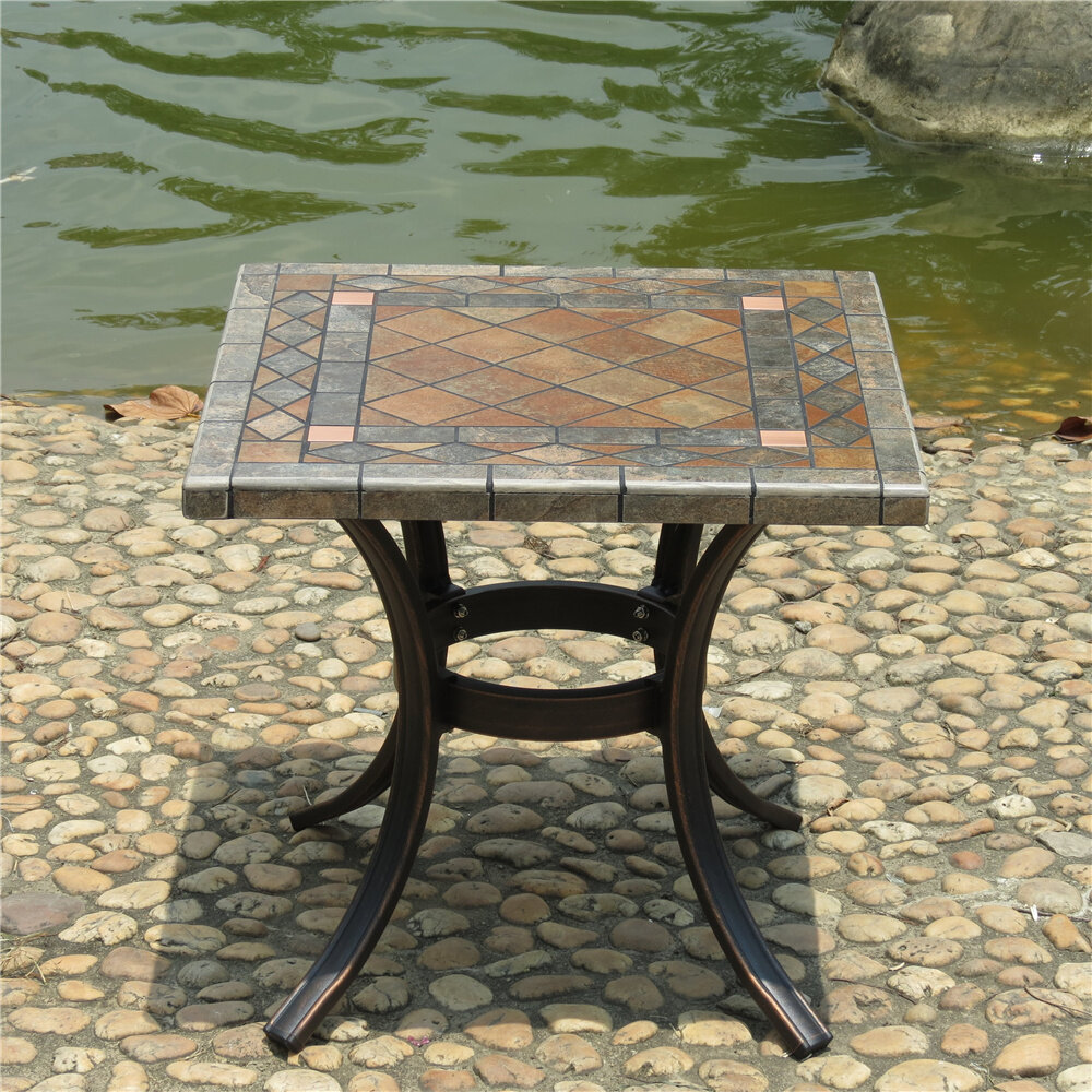 Фото Стол OPALIA 55x55x51   квадратный стол из литого алюминия  керамика опалия