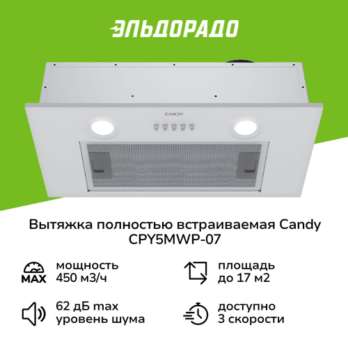 Вытяжка полностью встраиваемая Candy CPY5MWP-07 белая 11999₽