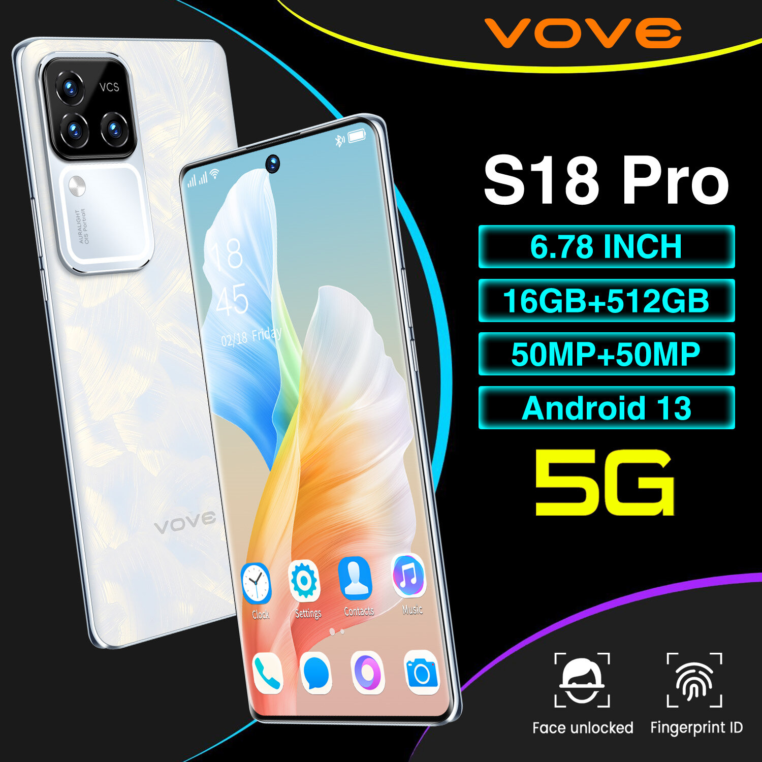 Смартфон s18pro，RAM 16 ГБ，андроид 13，телефон андроид，Игровой смартфон