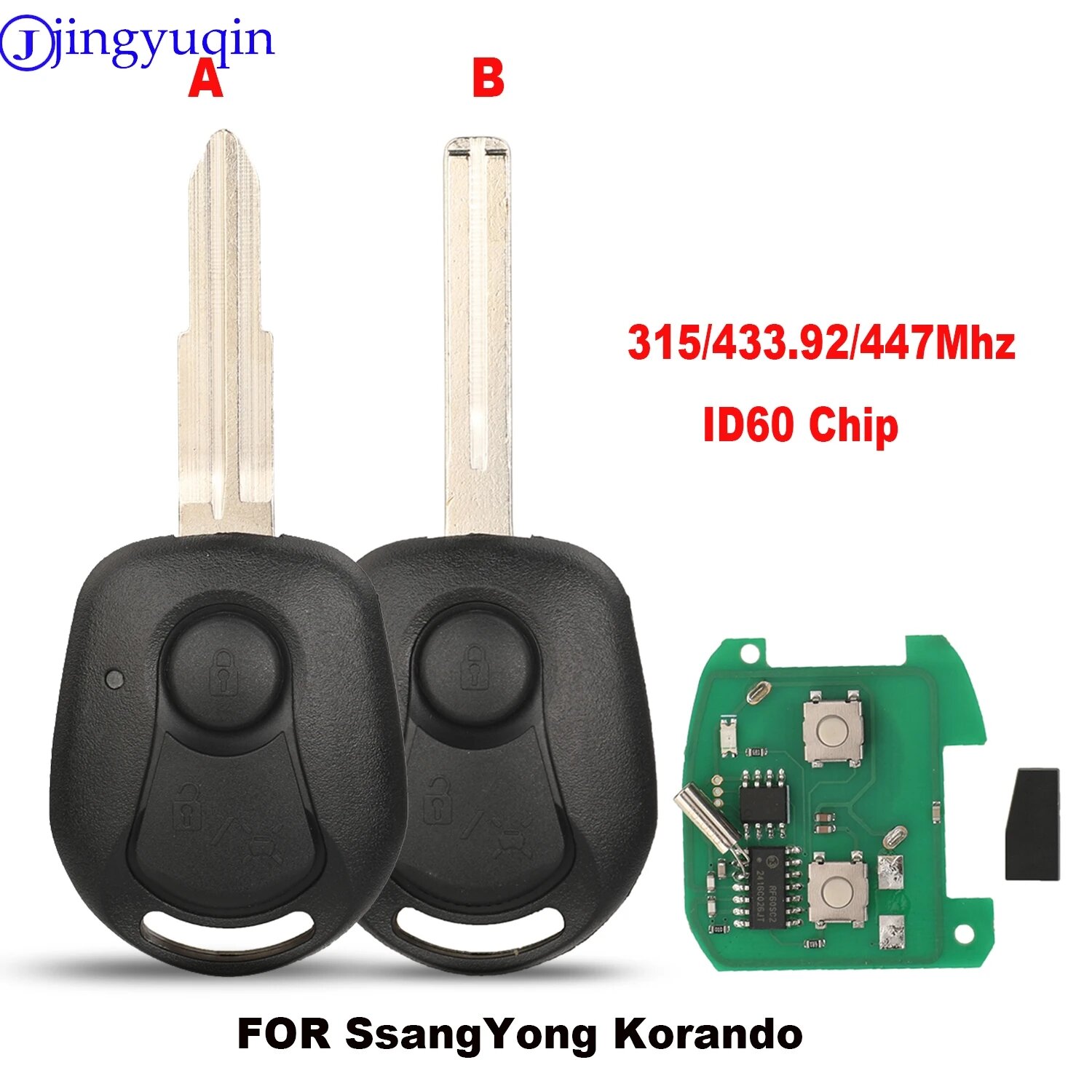 Jingyuqin 315/433/447 МГц ID60 чип дистанционного управления автомобильным ключом для SsangYong Actyon Kyron Rexton Korando, 433.92MHZ, Board Only — фото 1