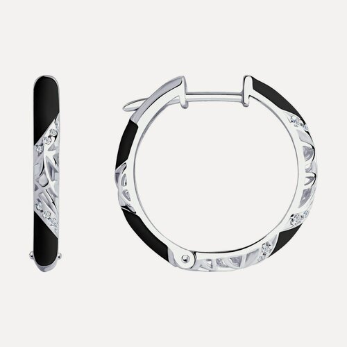 Изображение товара Серьги конго, серебро, 925 проба, родирование, фианит, эмаль