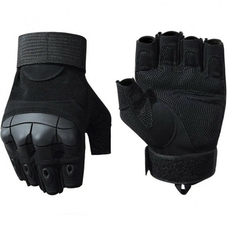 Перчатки тактические Стикхант Major Half укороченные прорезиненные Чёрный (L)