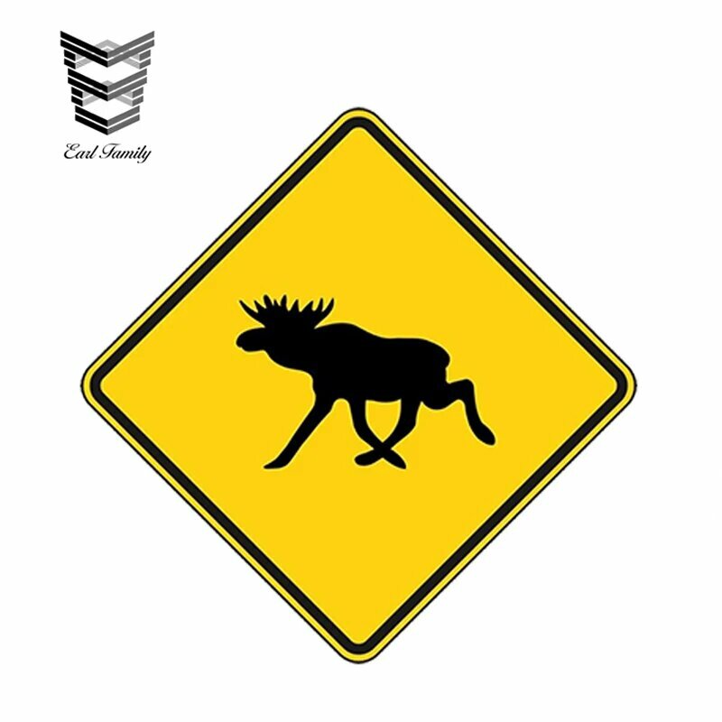 EARLFAMILY 13 см x 13 см автомобильный Стайлинг Лось предупреждающая Автомобильная Наклейка предупреждение желтый охотничий лес пистолет Охота водонепроницаемые аксессуары