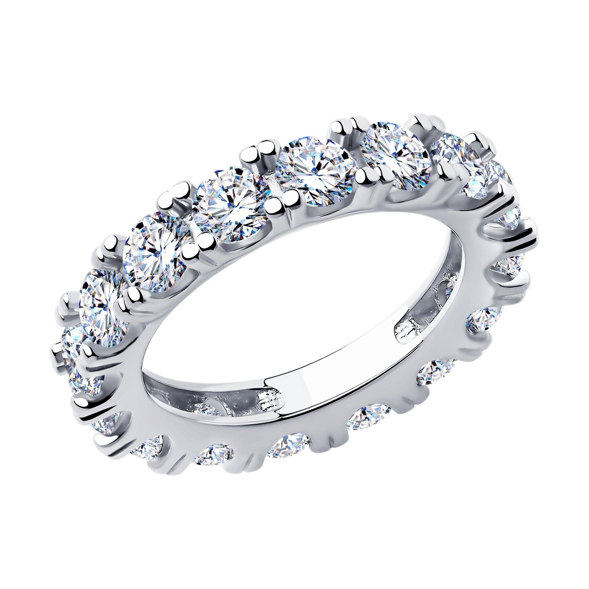 Кольцо дорожка Diamant online, серебро, 925 проба, родирование, фианит
