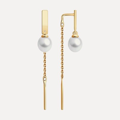 Изображение товара Серьги цепочки, красное золото, 585 проба, жемчуг