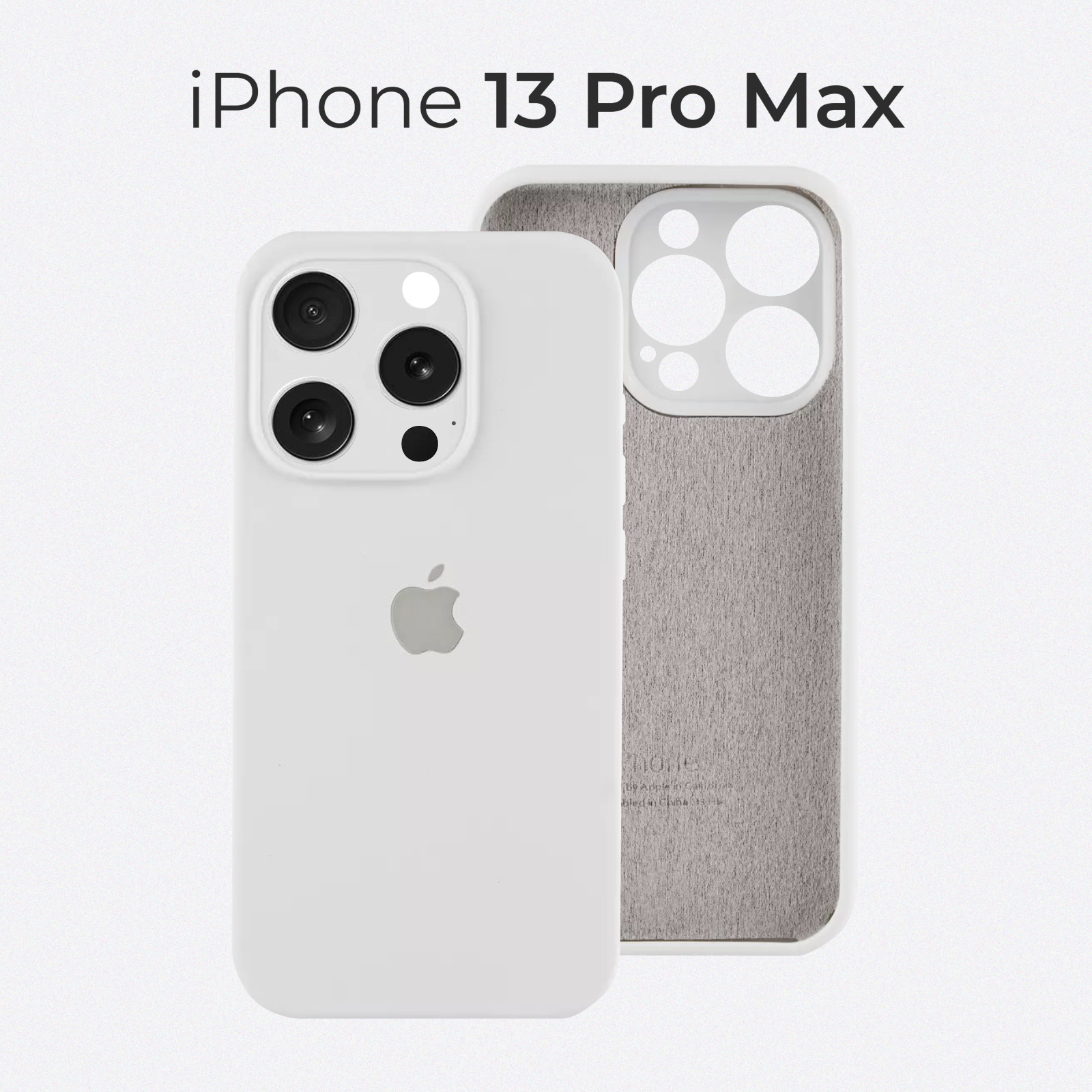 Чехол на Айфон 13 Про Макс / Противоударный чехол на iPhone 13 Pro Max с защитой камеры, белый