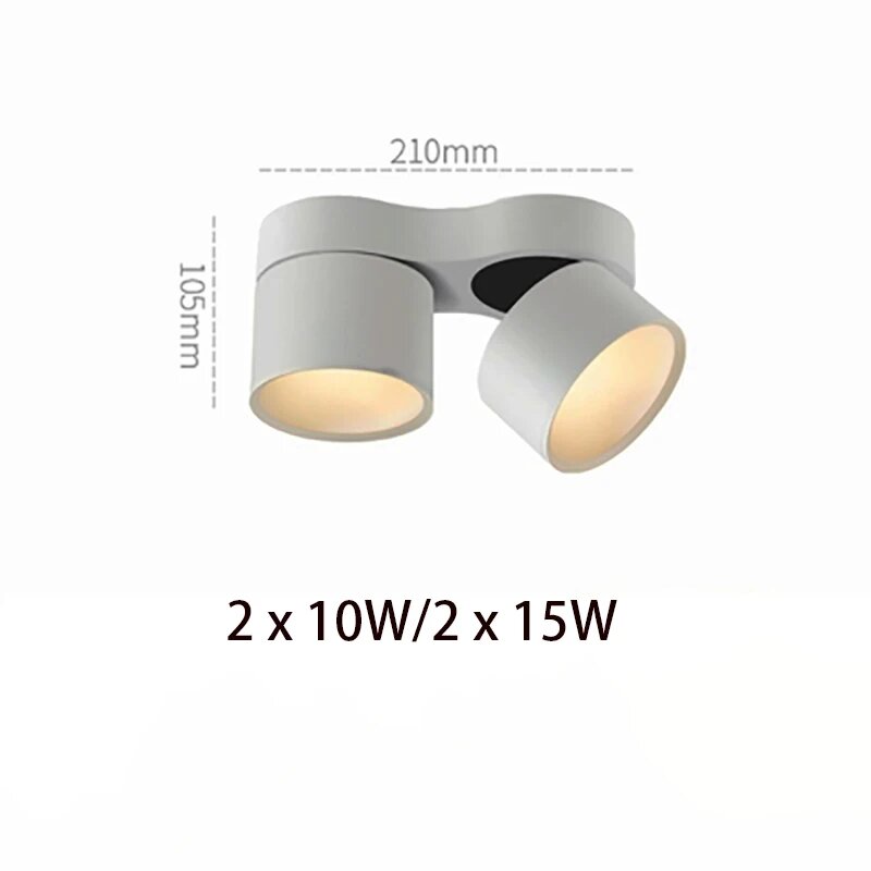 Светодиодные потолочные светильники вращающиеся, Non Dimmable 15W, 2 Downlights, Natural White 4000K