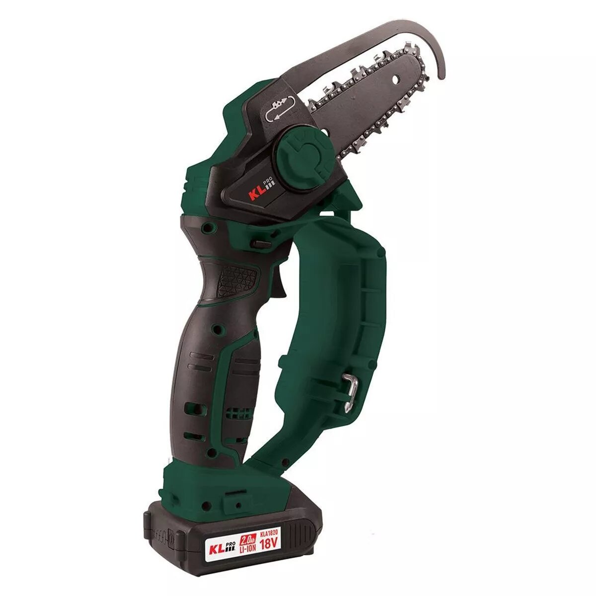 Профессиональная аккумуляторная цепная мини-пила KLPRO KLBZT18-20 (18В Li-ion-2шт 20Ач ЗУ 24А 3200 об/мин 110мм)