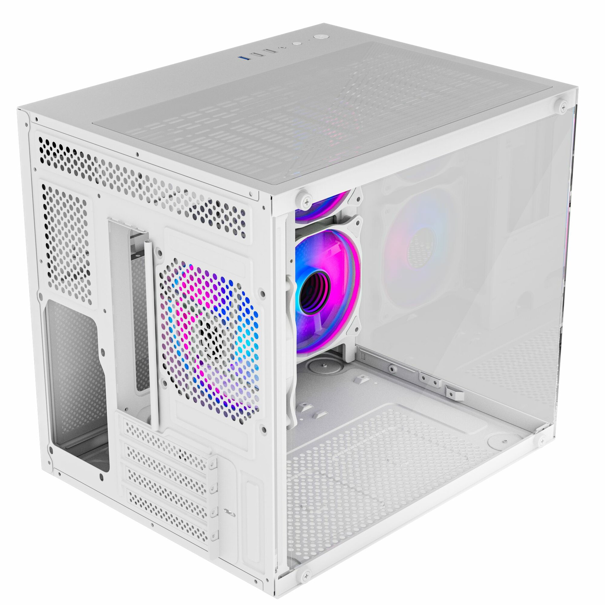 Корпус Invader Q3S кубик + 3 ARGB вентилятора + пылевой фильтр + закаленное стекло, Micro-ATX, Mini-ITX — фото 1