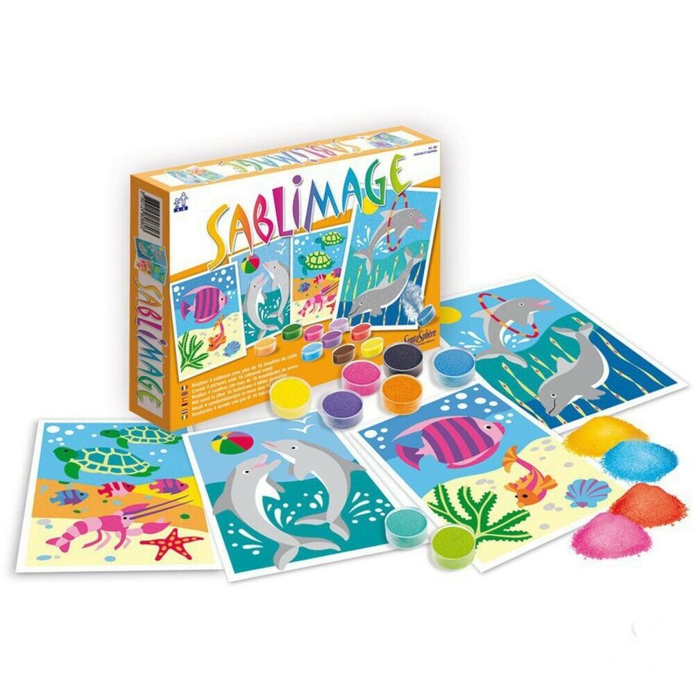 Песочные картинки Sentosphere Рыбки и дельфин 4 картинки арт.880