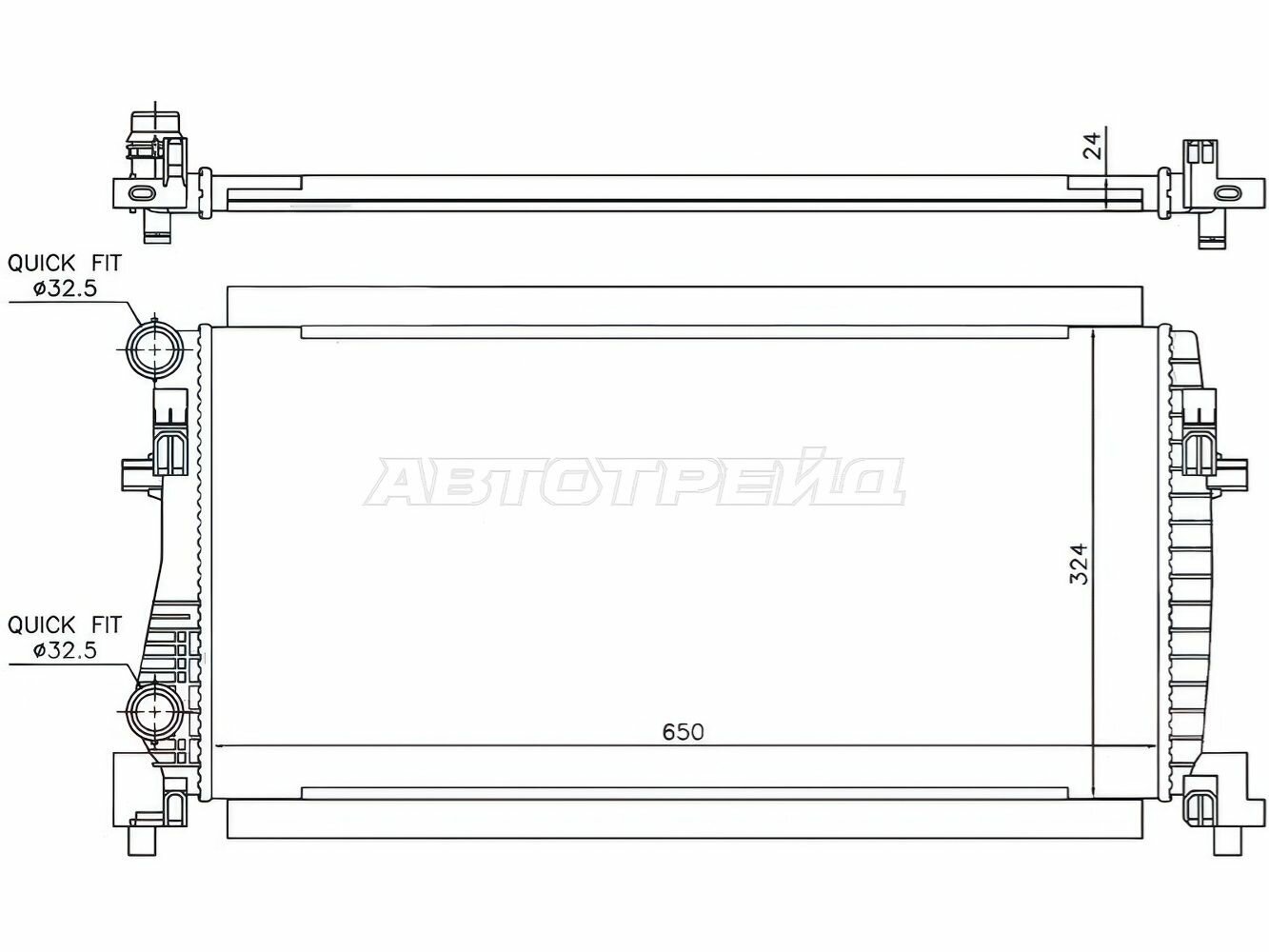 Радиатор охлаждения двигателя для Ауди A3, Шкода Октавия, Фольксваген Гольф, R32 GTI арт SD00072 SAT