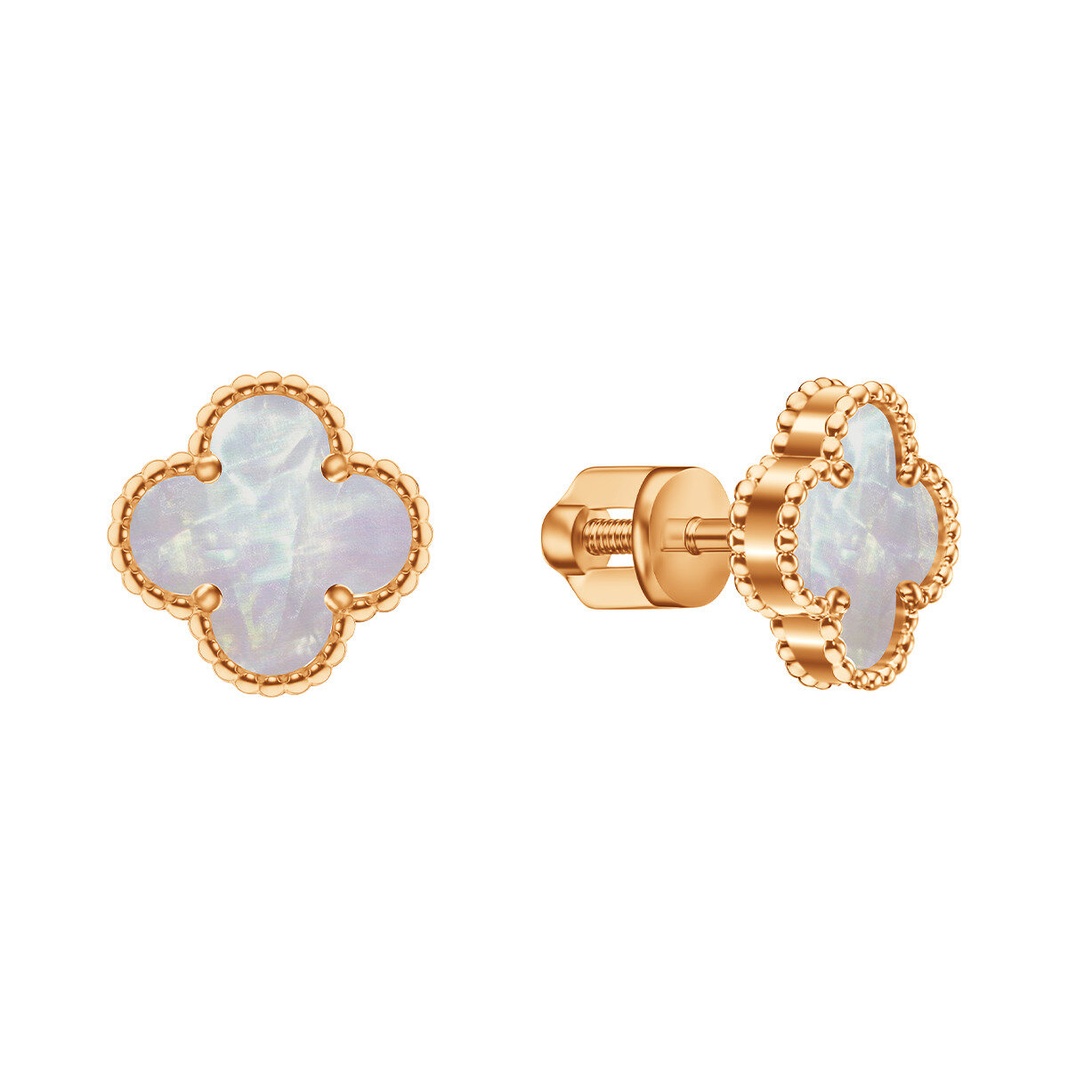 Серьги пусеты Dewi, красное золото, 585 проба, агат синтетический