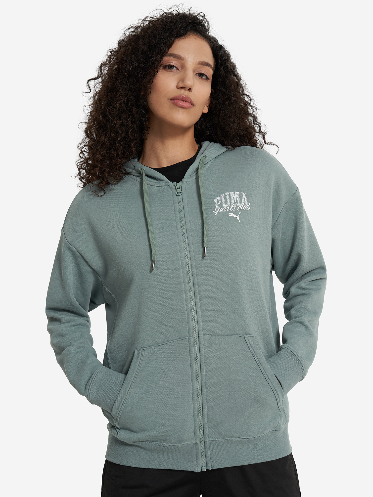 Толстовка спортивная PUMA, размер S, , зеленый — фото 1