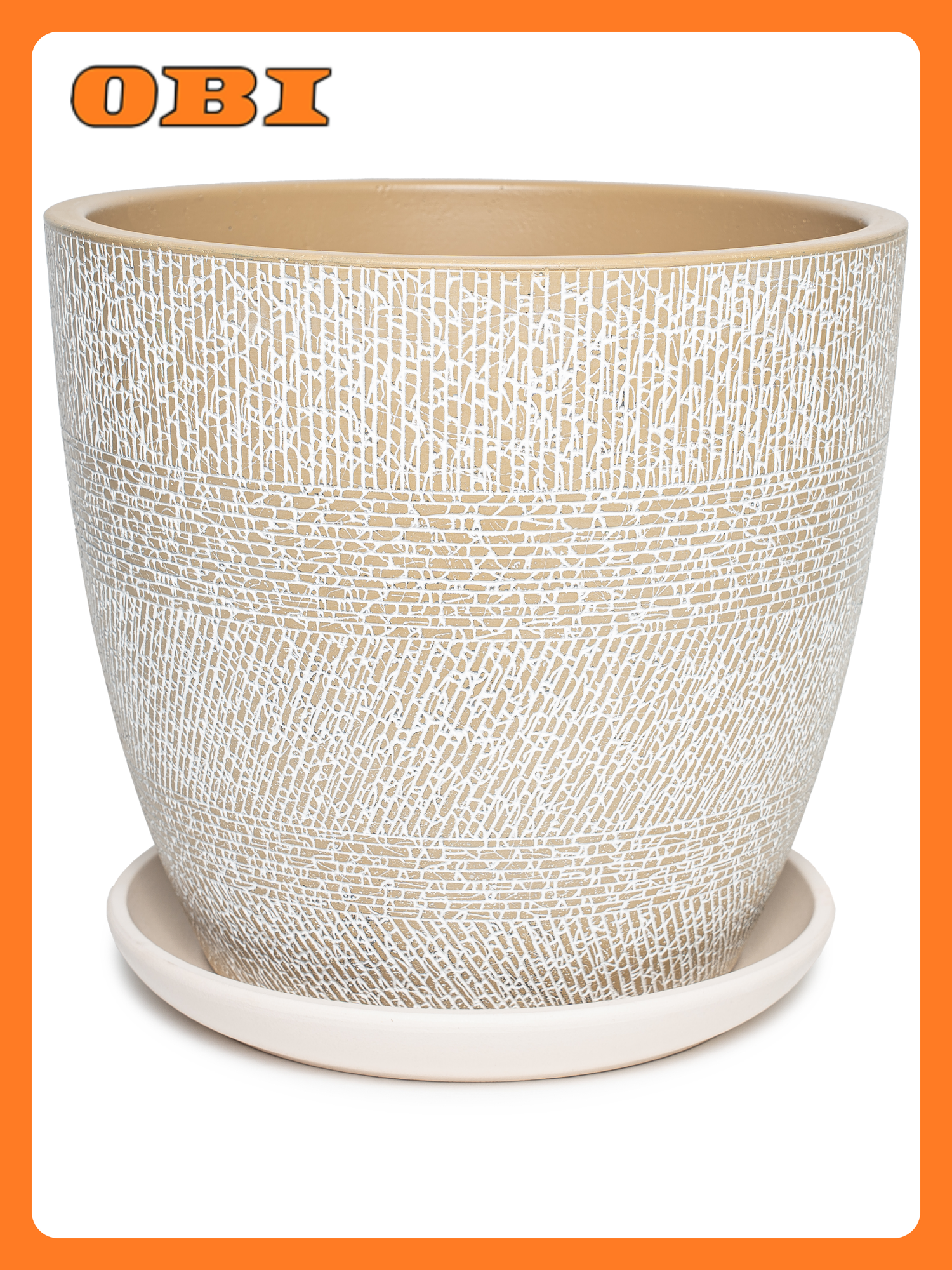 Горшок с поддоном Бамбук светлый беж бутон № 6 d- 25см 8л.