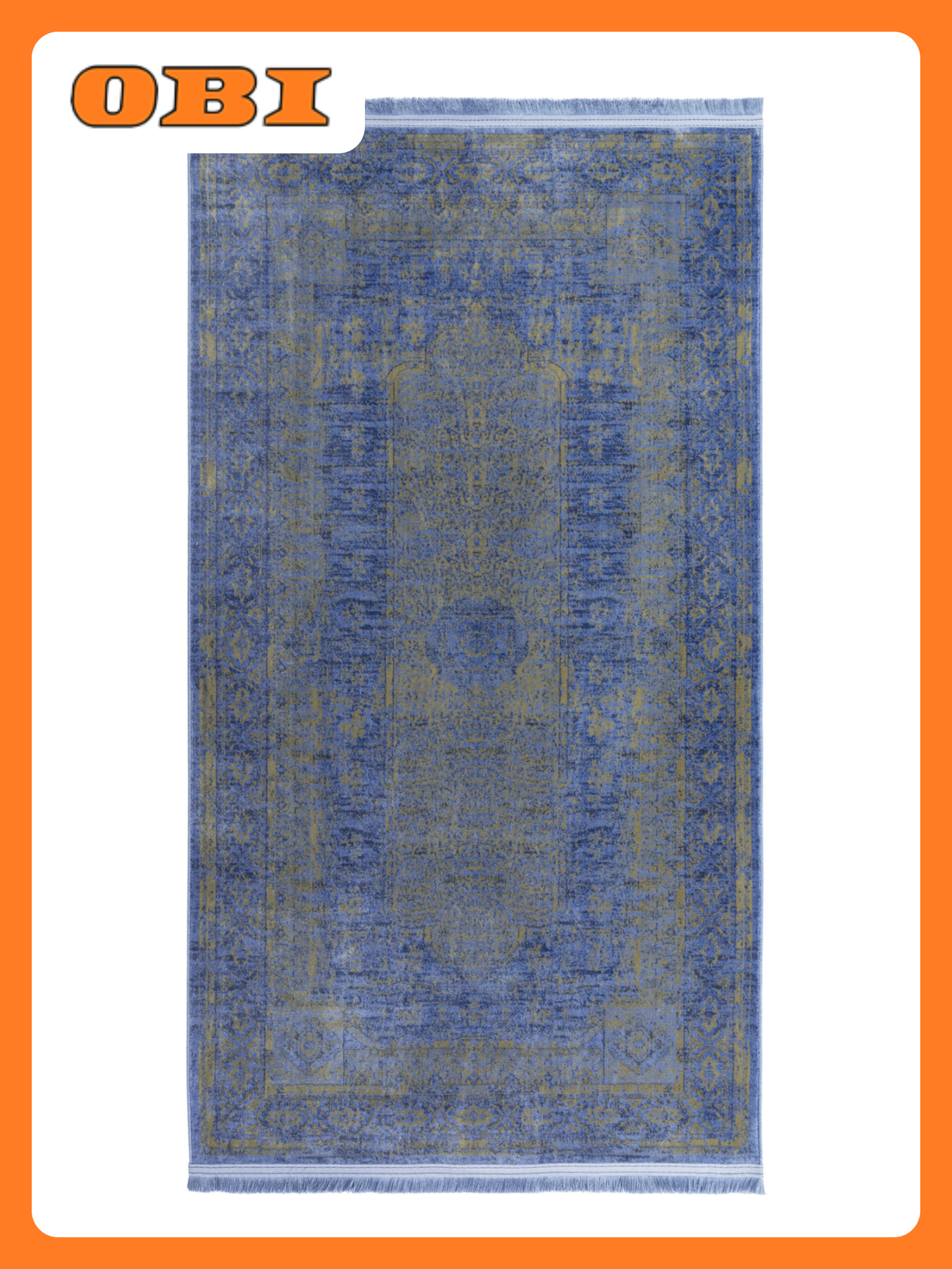 Ковер Yakar Tekstil Afina 0.8x1.5 м антискользящий полиэстер/хлопок синий