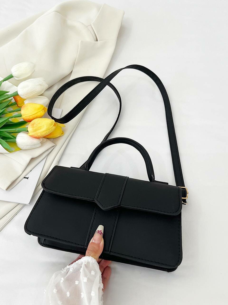 Сумка  T-Sumka Elegant Buckle Mini, фактура гладкая, черный — фото 1