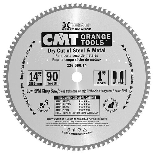CMT 355x25,4x2,2/1,8 Z90 a=0 8 FWF пила сухой рез: железо, сталь 226.090.14