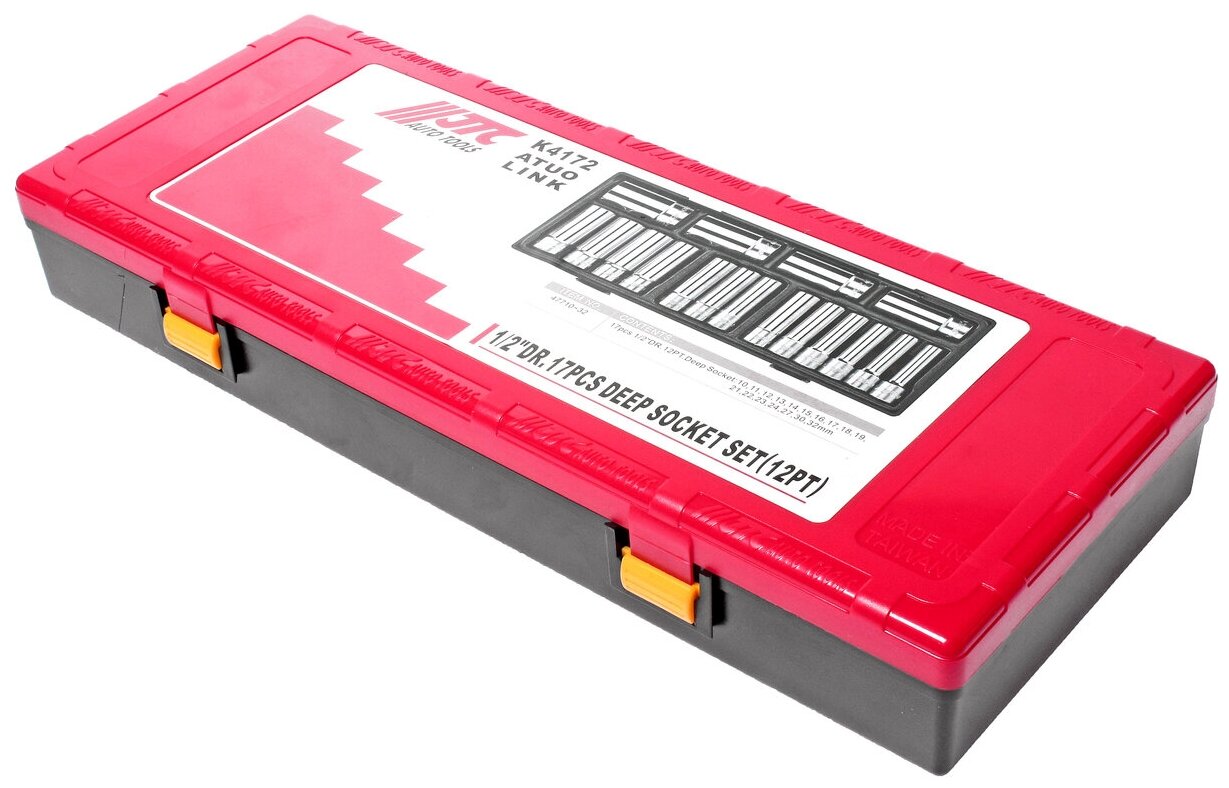 Набор головок торцевых глубоких 12-гранных 1/2" 10-32мм (в кейсе) 17шт Jtc - фото №1
