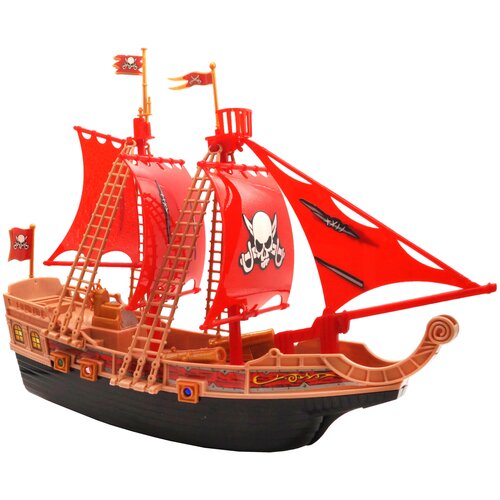 игровой набор пираты пиратский корабль замок со светом и звуком Игровой набор Пиратский корабль» (черный) со светом и звуком, функцией Try Me 0804-15