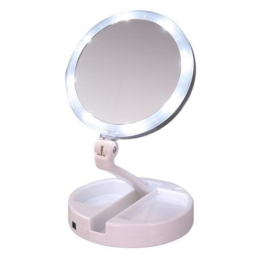 фото Зеркало косметическое настольное emson my foldaway mirror (100-092) с подсветкой белый