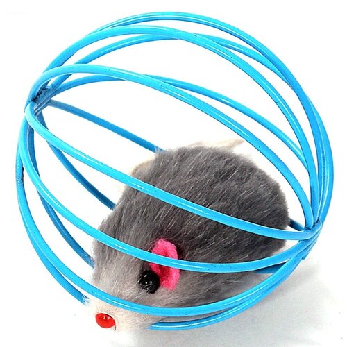 Игрушка для кошек Мышь в колесе 6 см, цвета в ассортименте