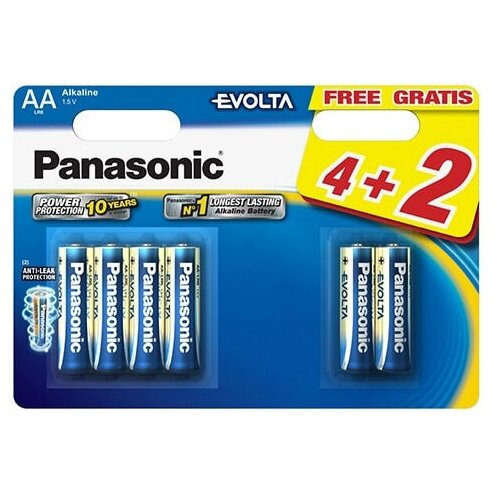Батарейка Panasonic Evolta AA/LR6, в упаковке: 6 шт. элементы питания panasonic lr6 evolta bl 2 батарейка 2 шт