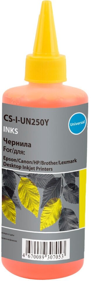 Чернила Cactus CS-I-Un250Y желтый 250мл для Epson/Canon/HP/Brother Ecotank