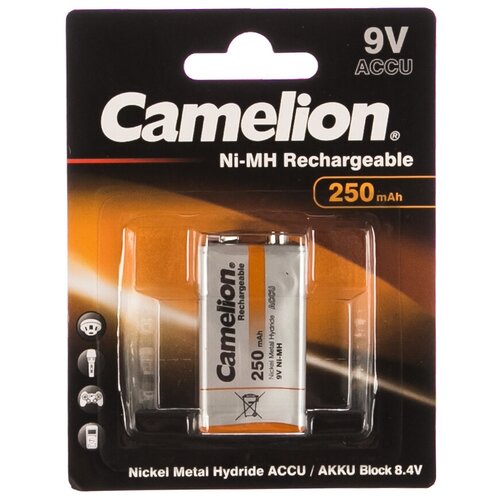 Аккумулятор Camelion 9V-250mAh Ni-Mh BL-1, 5014 15084075 аккумулятор camelion 6f22 250mah 9v ni mh bl1 арт 16431