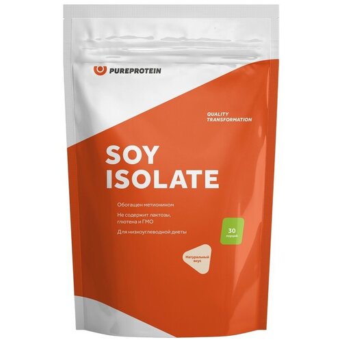 Протеин Pure Protein Soy Isolate, 900 гр., нейтральный соевый протеин soy isolate от pureprotein 900 г натуральный вкус