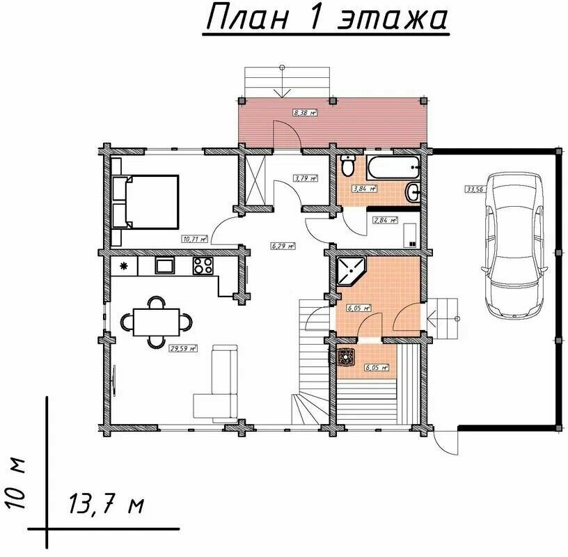 Готовый проект дома из профилированного бруса / Двухэтажный / 153,04 м2 - фотография № 2