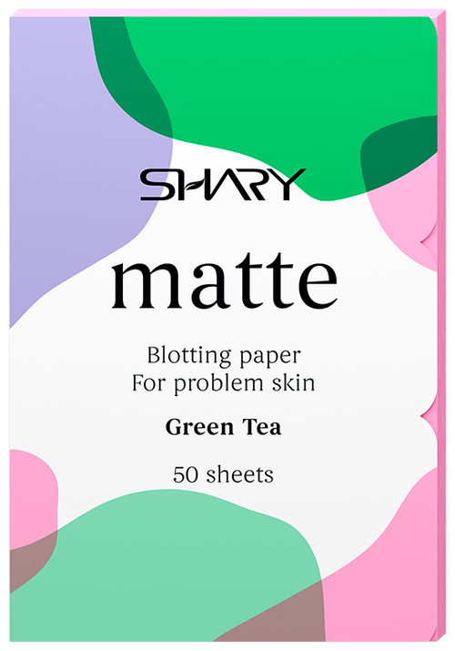 Shary Матирующие салфетки Matte Green Tea, 12 мл, 12 г, 50 шт.