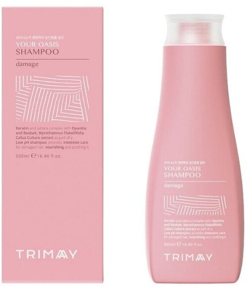 Бессульфатный кератиновый шампунь для поврежденных волос Trimay Your Oasis Shampoo Damage (Keratin) 500ml