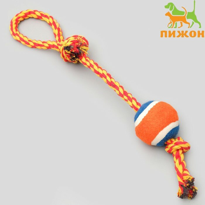 Игрушка тренировочная канатная с мячом, до 25 г, до 45 см, микс цветов 1 шт