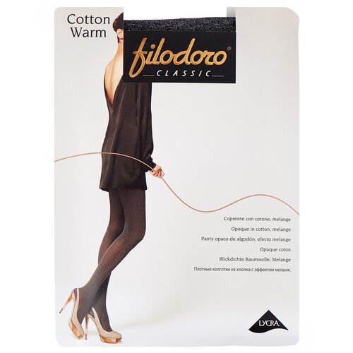 фото Колготки filodoro classic cotton warm, 200 den, с ластовицей, с шортиками, без шортиков, размер 4, серый