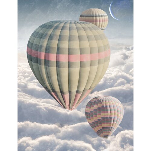 Моющиеся виниловые фотообои GrandPiK Воздушные шары над облаками 200х260 см 4872₽