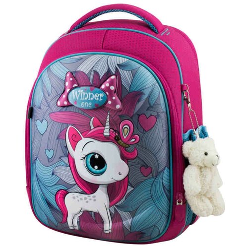 Школьный ранец + брелок Мишка Winner one 6012 Розовый