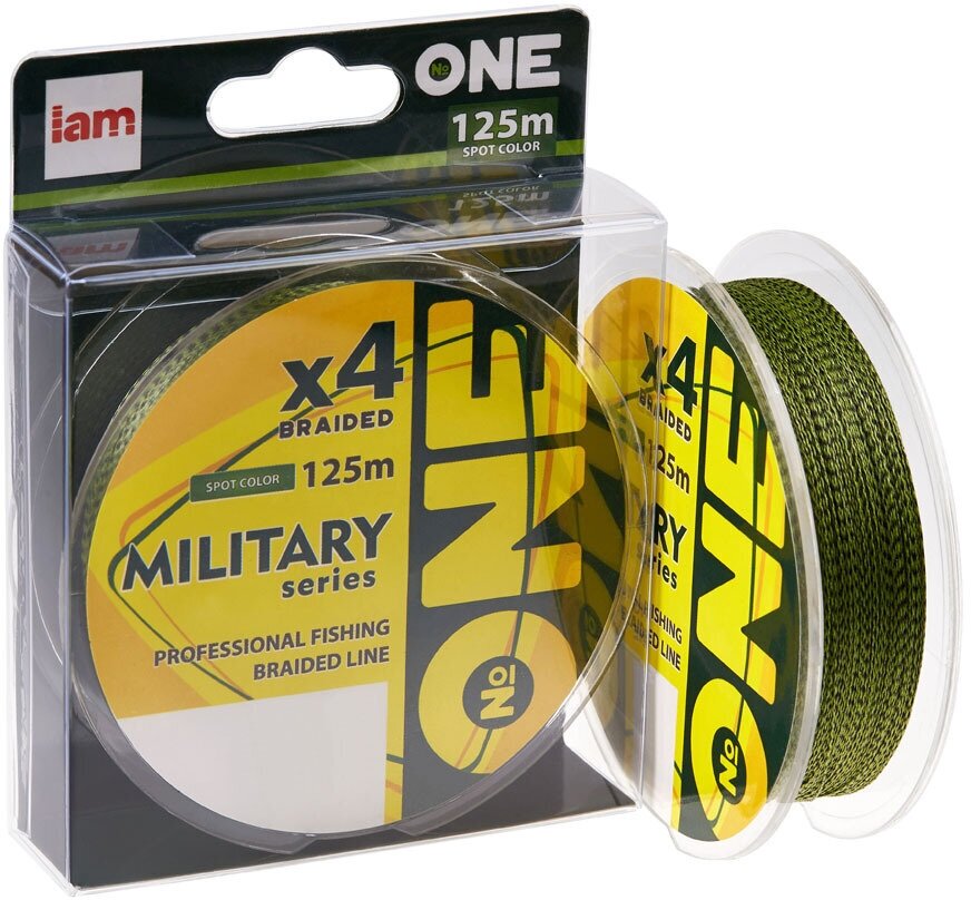 Плетеный шнур для рыбалки №ONE Military 4X 125м темно-зеленый 0,14мм