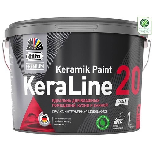 Краска акриловая Dufa Premium KeraLine 20 полуматовая бесцветный 9 л 10 кг