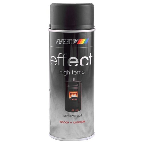 Краска MOTIP Deco effect heat resistant lacquer термостойкая, black, 400 мл