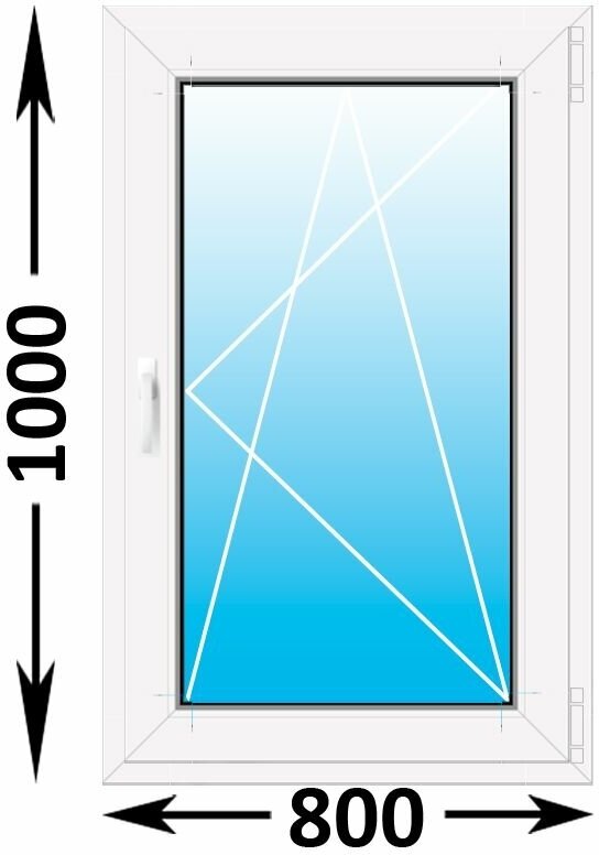 Пластиковое окно MELKE Lite 60 одностворчатое 800x1000, с двухкамерным стеклопакетом (ширина Х высота) (800Х1000)