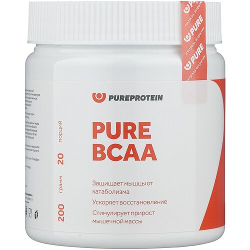Аминокислота Pure Protein PURE BCAA, натуральный, 200 гр. аминокислота pure protein l glutamine яблоко 200 гр