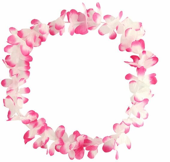 Ожерелье гавайское "Двухцветное", цвет бело-розовый