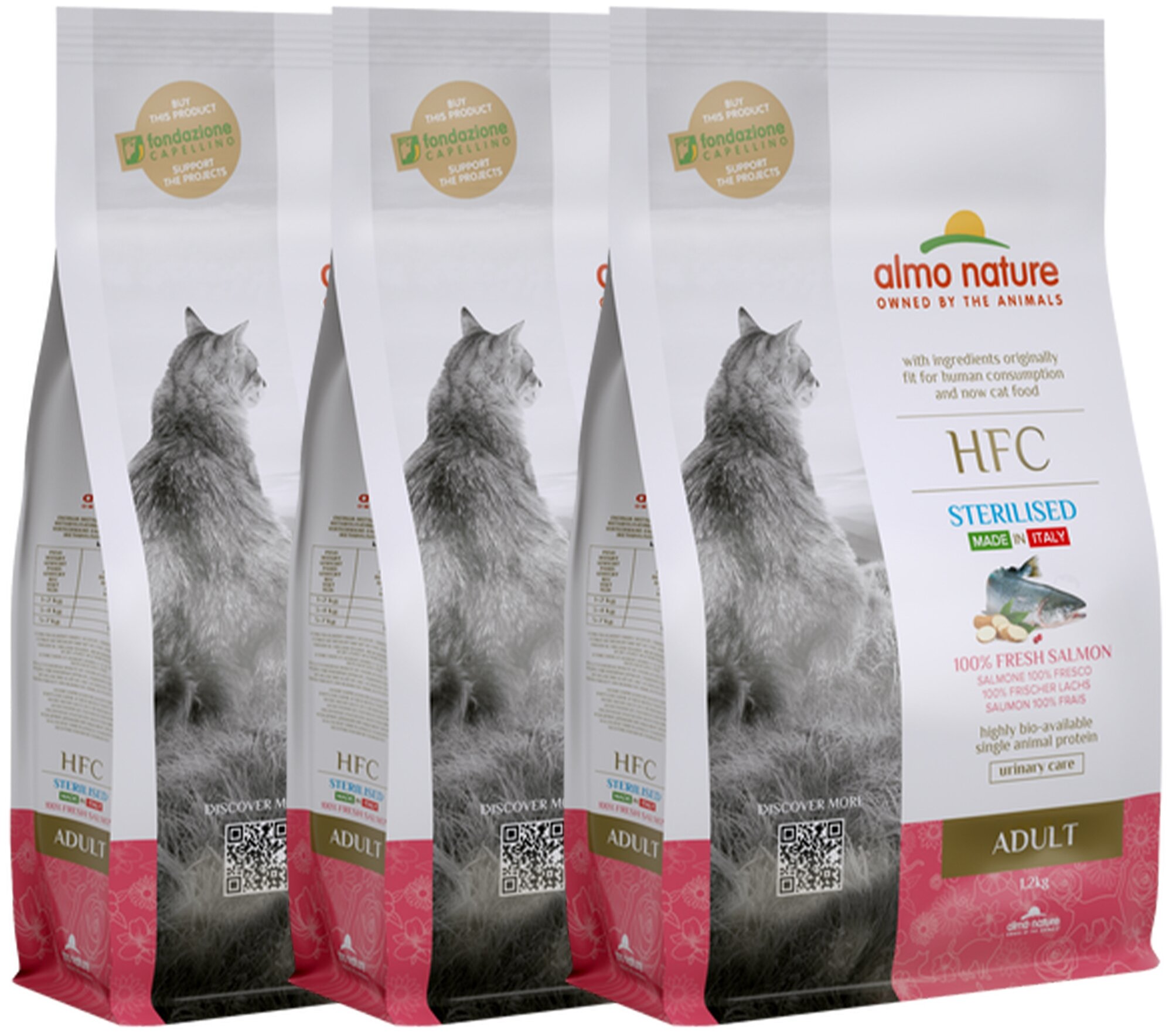Almo Nature Для стерилизованных кошек со свежим Лососем (50% рыбы) (Adult Sterilized Salmon) 1,2 кг х 3 шт.