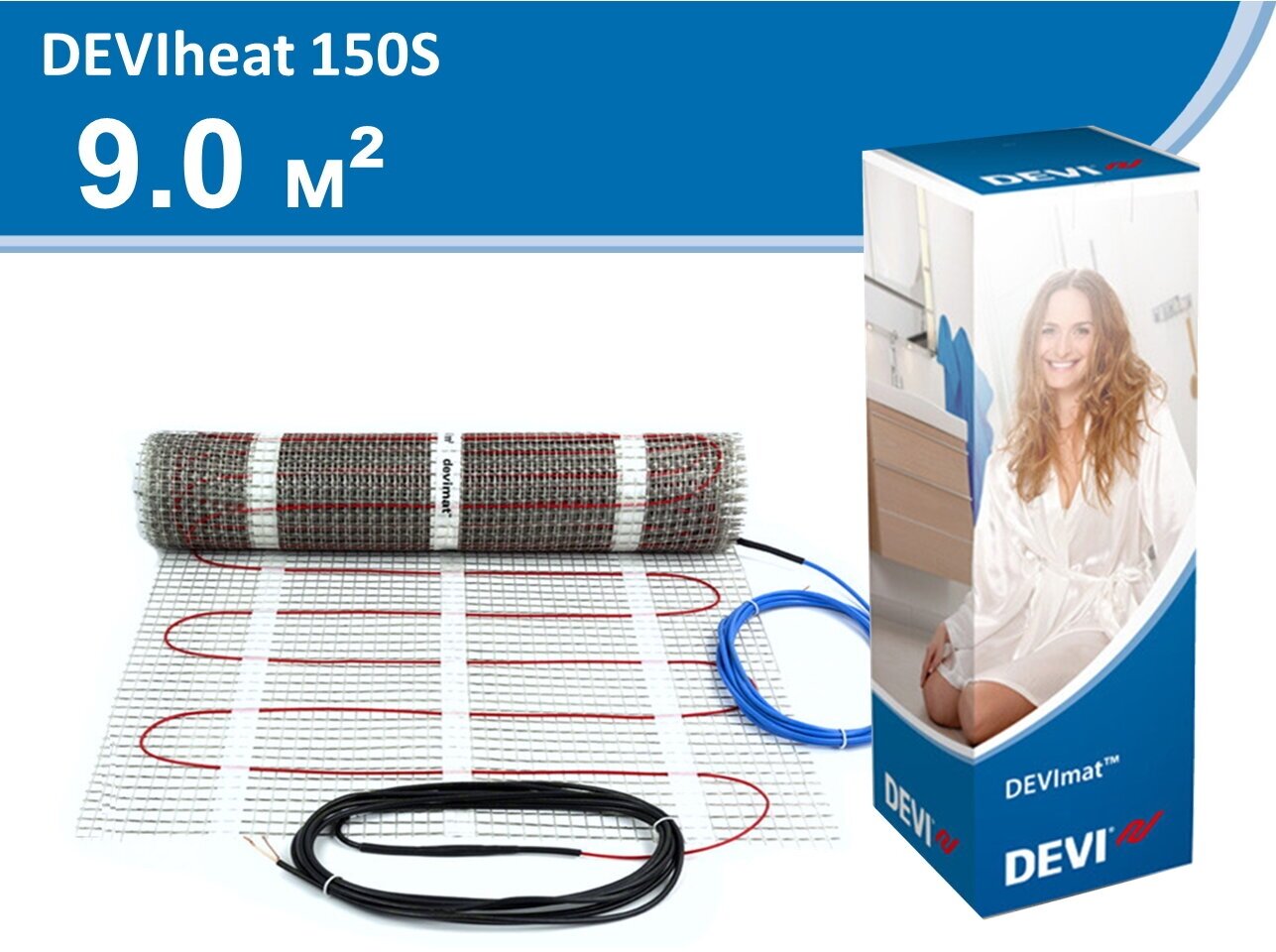 Нагревательный мат (9 м2) Devimat DSVF-150, 1350 Вт 0,5x18 м