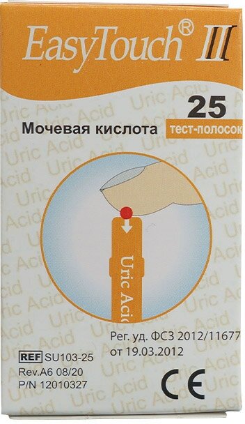 Тест-полоски на мочевую кислоту ИзиТач (EasyTouch Uric Acid) (25 шт), 2 уп.