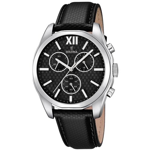 Наручные часы FESTINA, серебряный мужские кварцевые наручные часы с хронографом и резиновым ремешком