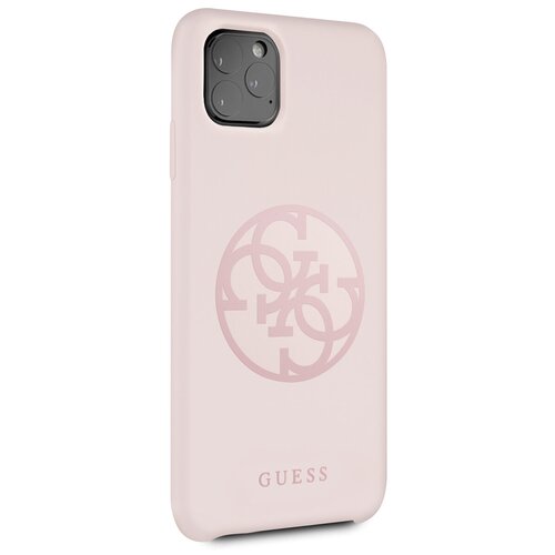 фото Чехол guess для iphone 11 pro max silicone collection 4g logo hard light pink