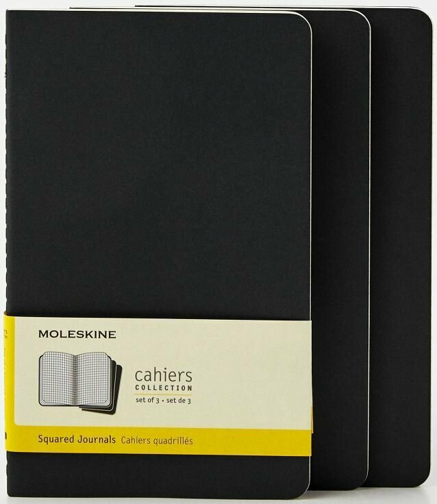 Блокнот Moleskine CAHIER JOURNAL QP317 13х21 см обложка картон 80стр. в клетку, черный (3шт)