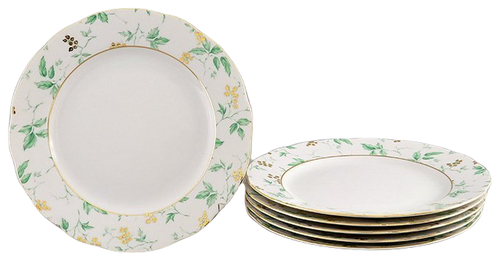 Набор тарелок мелких Мэри-Энн Зелень и золото, 25 см, 6 шт, Leander