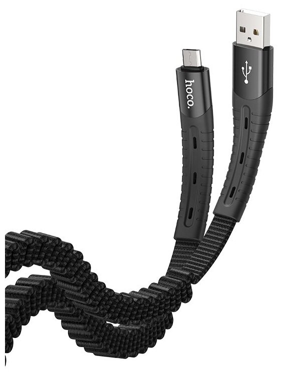 USB Кабель Micro, HOCO, U78, Пружинка, черный